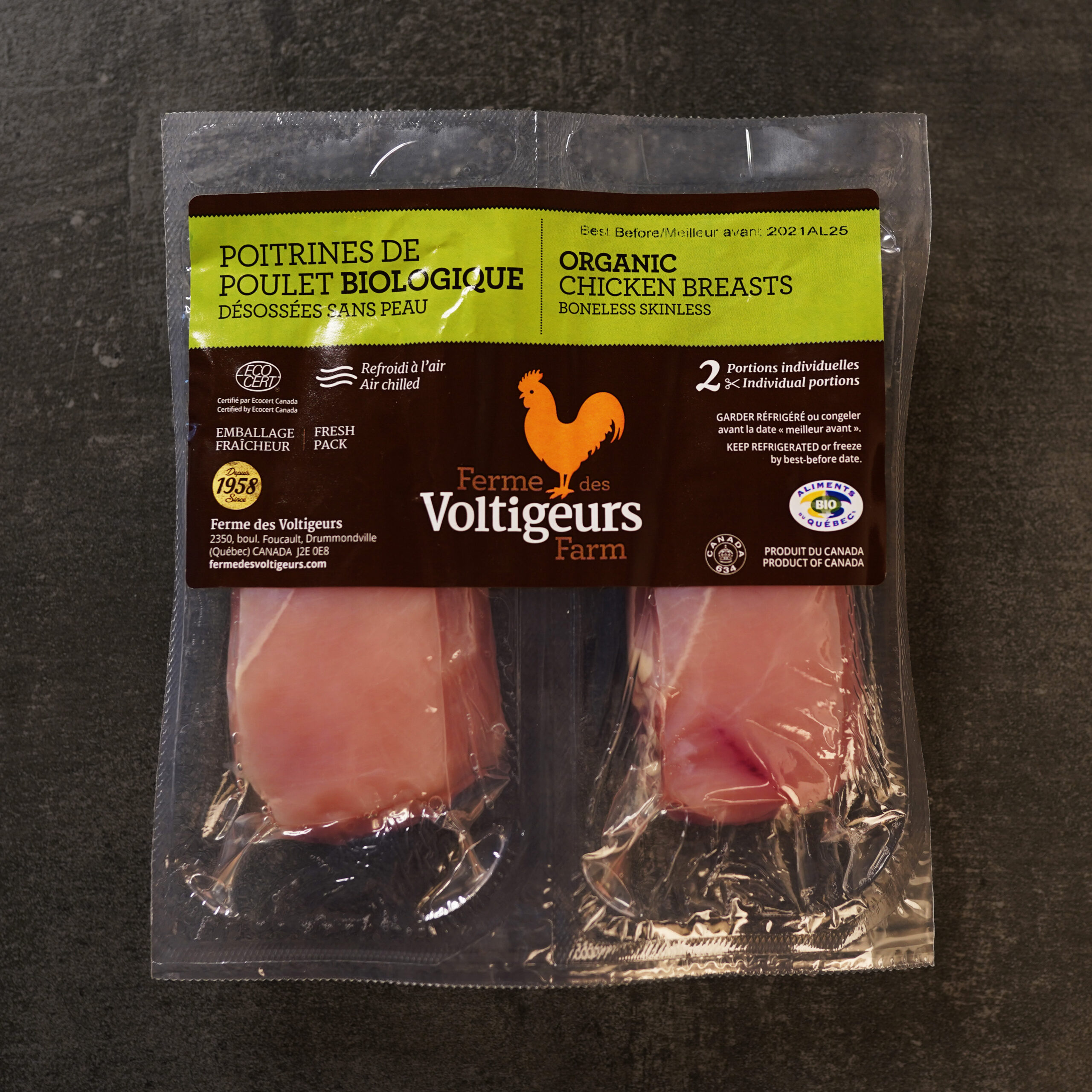 Organic Chicken Breast Boneless & Skinless - Ferme Des Voltigeurs